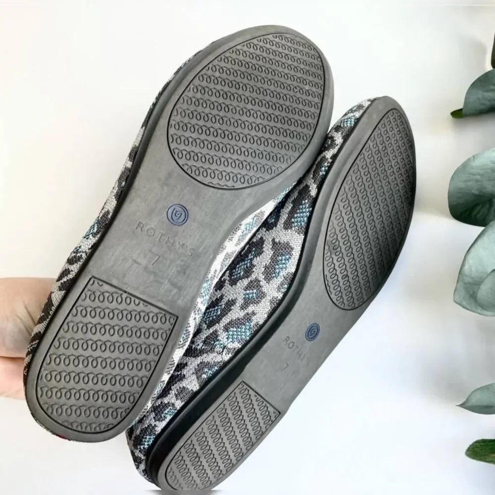 ROTHY'S Gray & Blue Leopard Print Flats | Size 7 | Retired - Picture 12 of 13